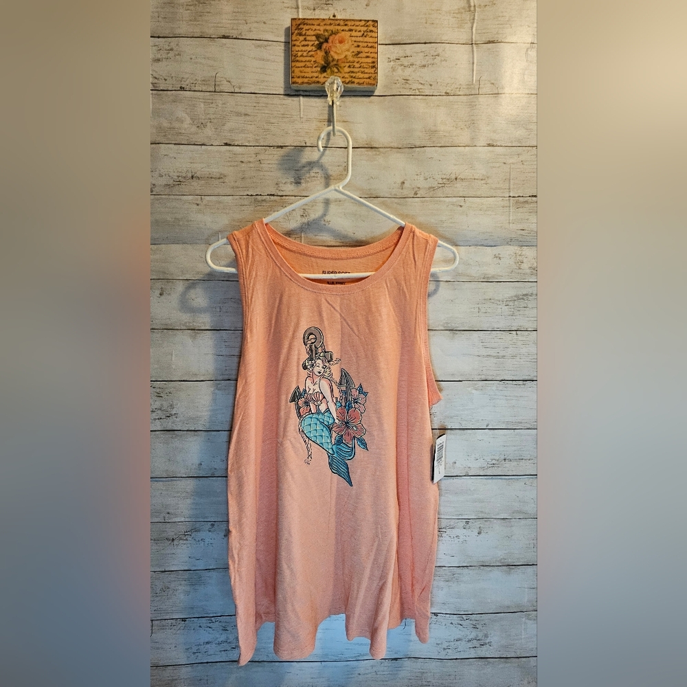 NWT Torrid Mermaid Vintage Cotton Tank Crew Neck Size 0 L 12